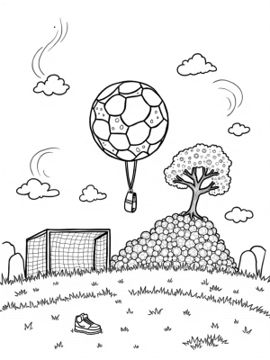 Soccer Ball Floating Island with Giant Whistle and Sneaker Bridge