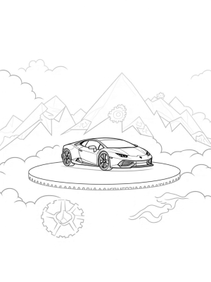 Futuristic Lamborghini on a Floating Platform