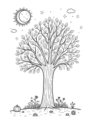 Seasonal Tree with Blossoms and Leaves