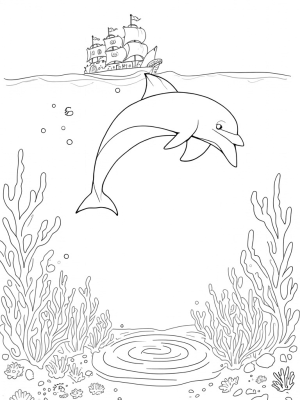 Dolphin Leaping Through a Musical Coral Garden