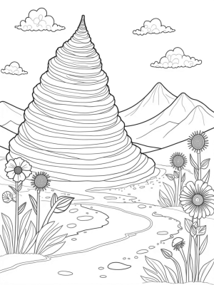 Whimsical Ice Cream Hill with Oversized Flowers