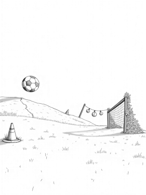 Colossal Soccer Ball and Whimsical Goalpost