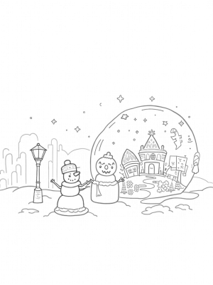 Holiday Village in a Snow Globe