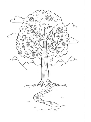 Four Seasons Tree with Clocks