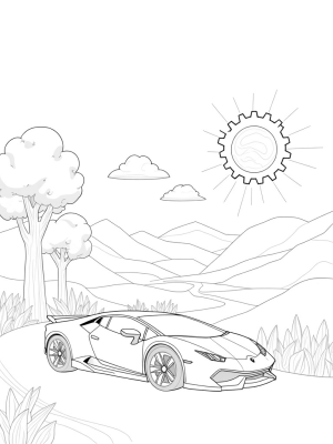 Futuristic Lamborghini on a Spiraling Road