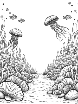 Serene Underwater Garden with Coral and Seashells