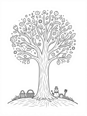 Four Seasons Tree with Seasonal Items