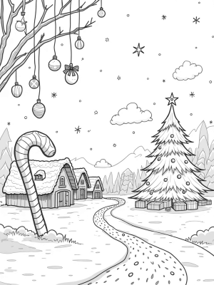 Gingerbread Houses and Giant Candy Canes in a Winter Wonderland