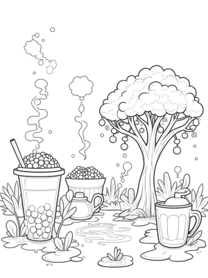 Boba Tea Garden with Tapioca Pearl Tree