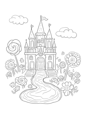 Candy Castle with Gumdrop Spires and Chocolate Drawbridge
