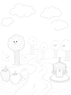 Giant Apples and Donut Carousel in a Candy Orchard