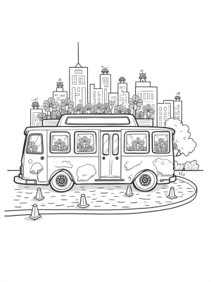Giant Bus Blossom Cityscape
