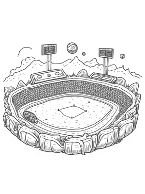 Baseball Glove Sports Arena with Fun Goalposts and Scoreboard