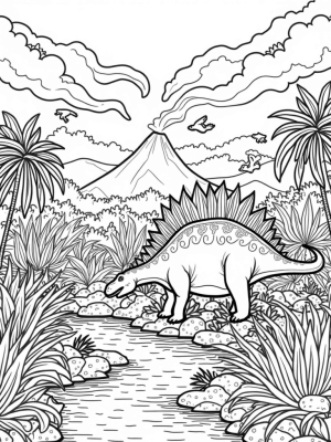 Stegosaurus in a Prehistoric Jungle