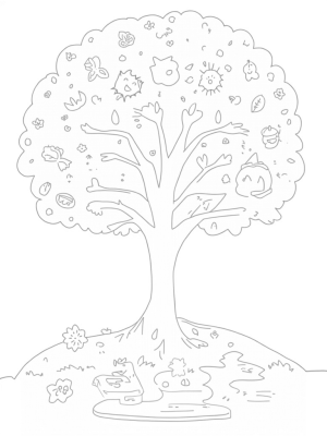 Four Seasons Tree with Seasonal Elements