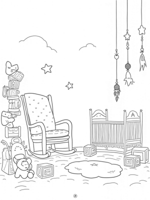 Giant Rocking Chair and Plush Toys in a Cozy Nursery