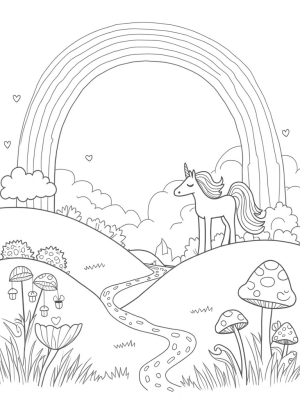 Meadow of Heart and Star Flowers with Cotton Candy Pony Cloud