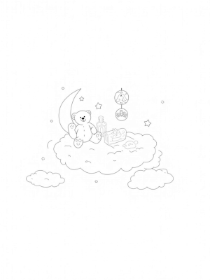 Floating Nursery with Giant Teddy Bear and Colorful Mobile