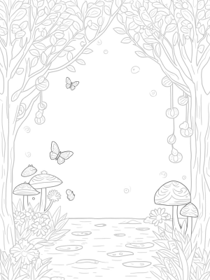 Jungle Canopy with Butterflies and Mushrooms