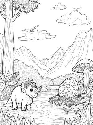 Triceratops and the Bubbling Volcanic Spring