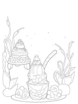 Boba Tea Garden with Oversized Cups and Colorful Pearls