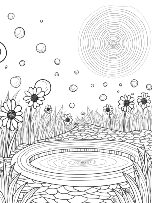 Giant Colorful Circles in a Whimsical Garden