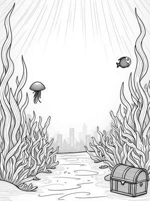 Underwater Garden with Coral and Jellyfish