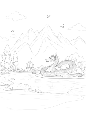 Majestic Dragon by the Crystal Lake