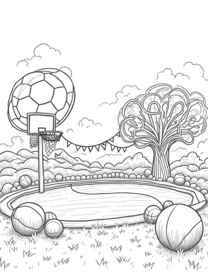 Whimsical Sports Arena with a Giant Soccer Ball and Fun Games