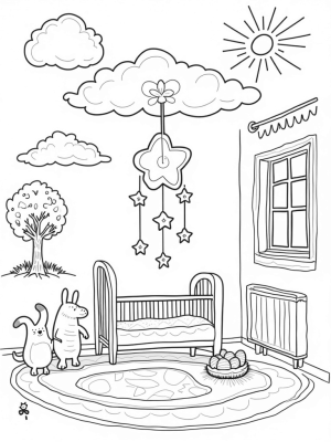 Cozy Nursery with Giant Toys and a Star Mobile