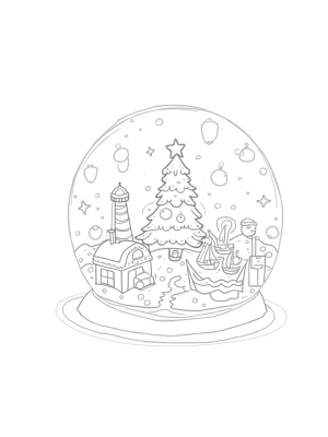 Holiday Village in a Snow Globe