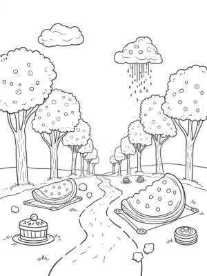 Candy Cane Orchard with Oversized Fruits and Chocolate Fountain