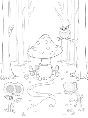 Candy Cane Trees and Gruffalo Mushrooms in a Forest Glade