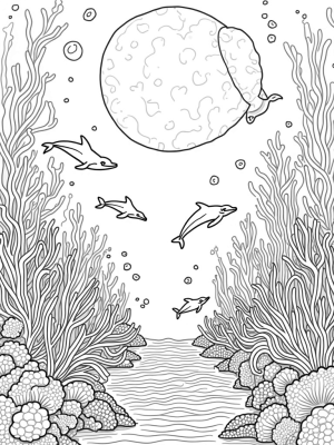 Underwater City with Dolphins and Jellyfish