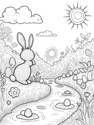 Easter Egg Garden with Bunny Topiary