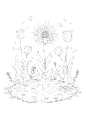 Oversized Blossoms in a Whimsical Garden