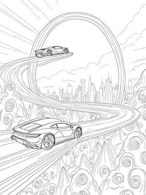Futuristic Cloud Racetrack with Lamborghinis