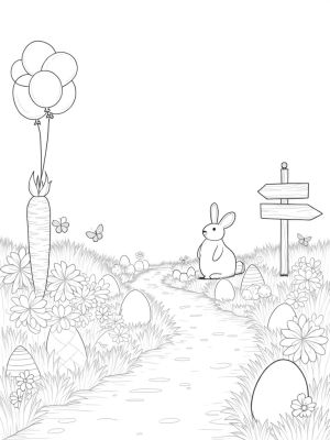 Garden of Colorful Eggs and a Bunny Topiary