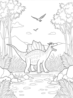 Stegosaurus in a Prehistoric Jungle