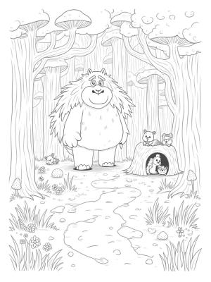 Gruffalo Surrounded by Woodland Friends in a Whimsical Forest