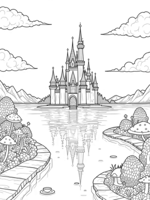 Castle Reflections in a Shimmering Lake