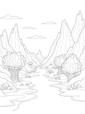 Surreal Landscape with Floating Islands and Giant Trees