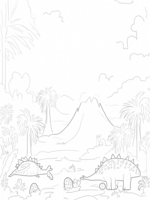 Stegosaurus in a Prehistoric Jungle