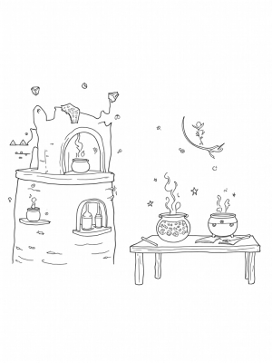 Potion Laboratory in a Crooked Tower