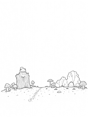 Mushroom Wonderland with a Wise Tree Guardian