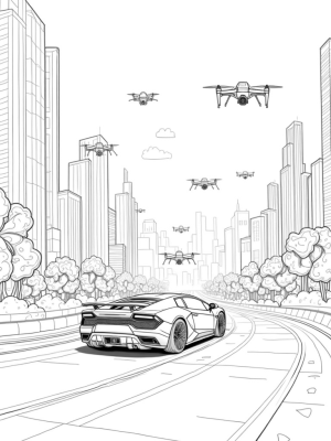 Futuristic Lamborghini in a Neon Cityscape