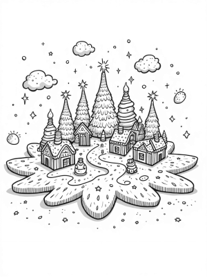 Gingerbread Village on a Snowflake