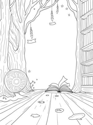 Magical Wizarding Library with Floating Quills