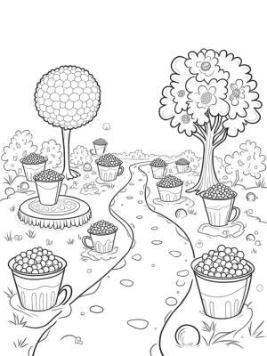 Boba Tea Garden with Flower Pearls and Bubble Tea Tree