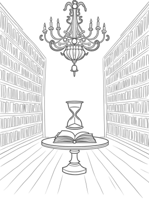 Enchanted Library with Floating Candles and Spellbound Books